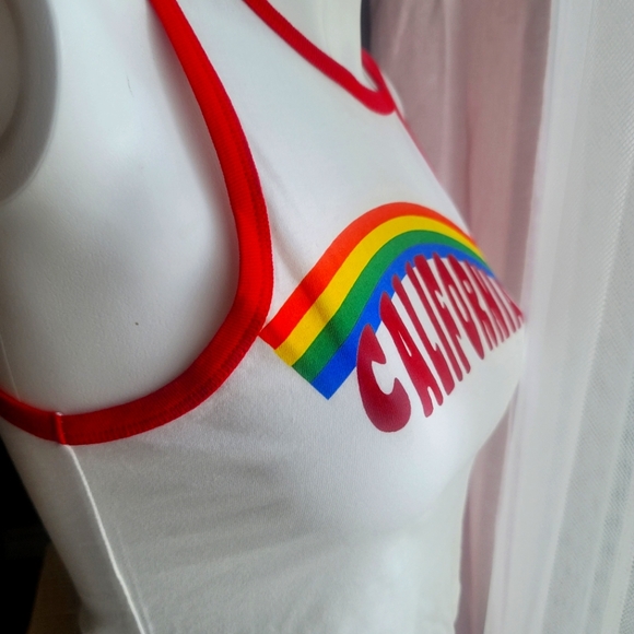 NWT Forever 21 Crop Rainbow Graphic Tank Top Size Small - Picture 5 of 9